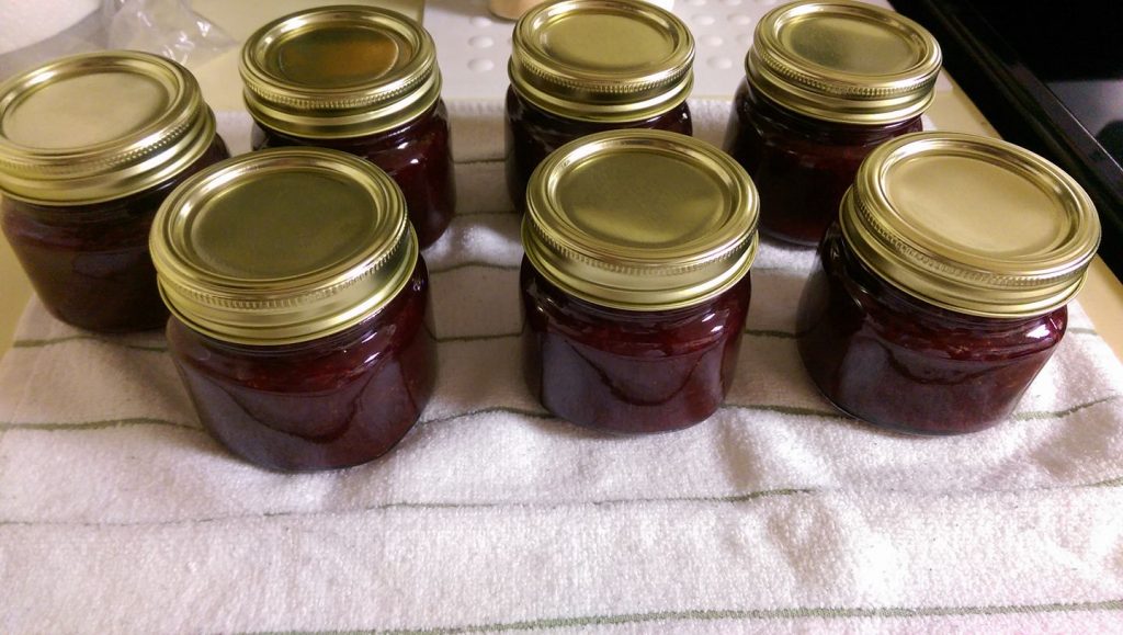 Seven jars of jam from Narrow Way Farm