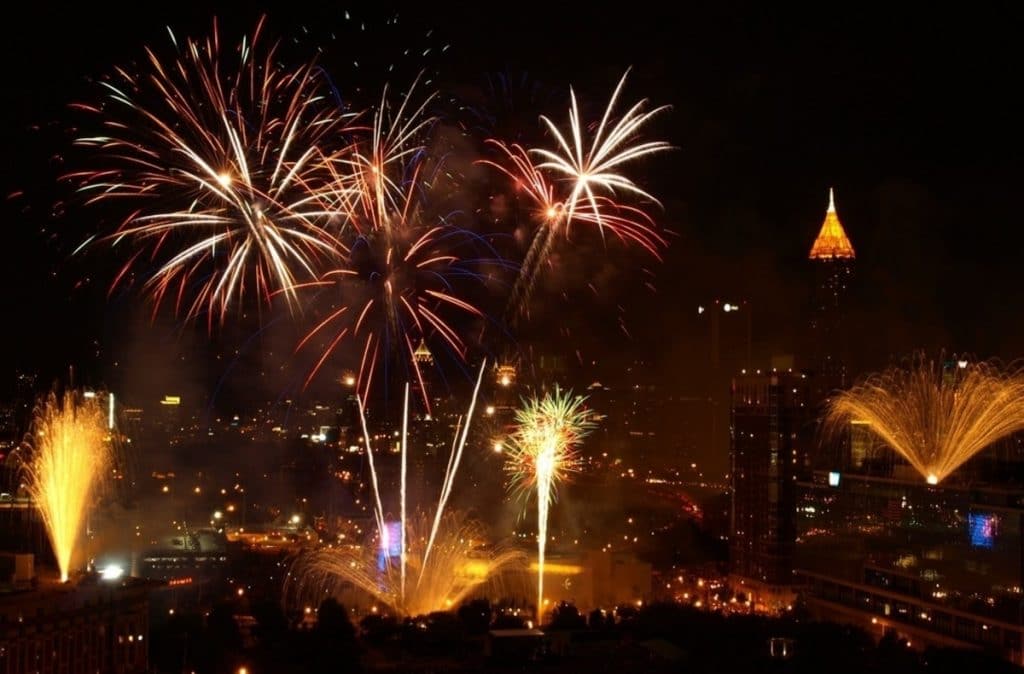 Fourth of July fireworks at Centennial Olympic Park in Downtown Atlanta