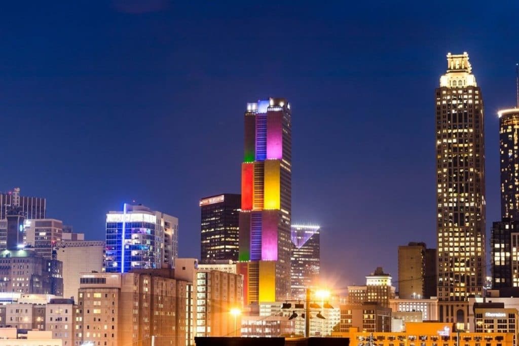 Georgia-Pacific Center Honors Pride Month With Stunning, Rainbow Light Projection