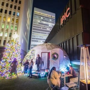 Atlanta's igloo pop-up bar for the holidays at Colony Square