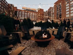 Holiday pop-up fireplaces at Ponce City Market in Atlanta