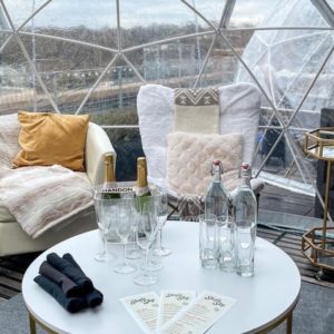 Igloo dining for Valentine's Day on the rooftop at Ponce City Market in Atlanta 
