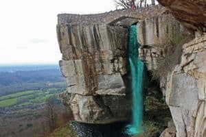 Rock City's iconic waterfall turned green for their St. Patrick's Day festival