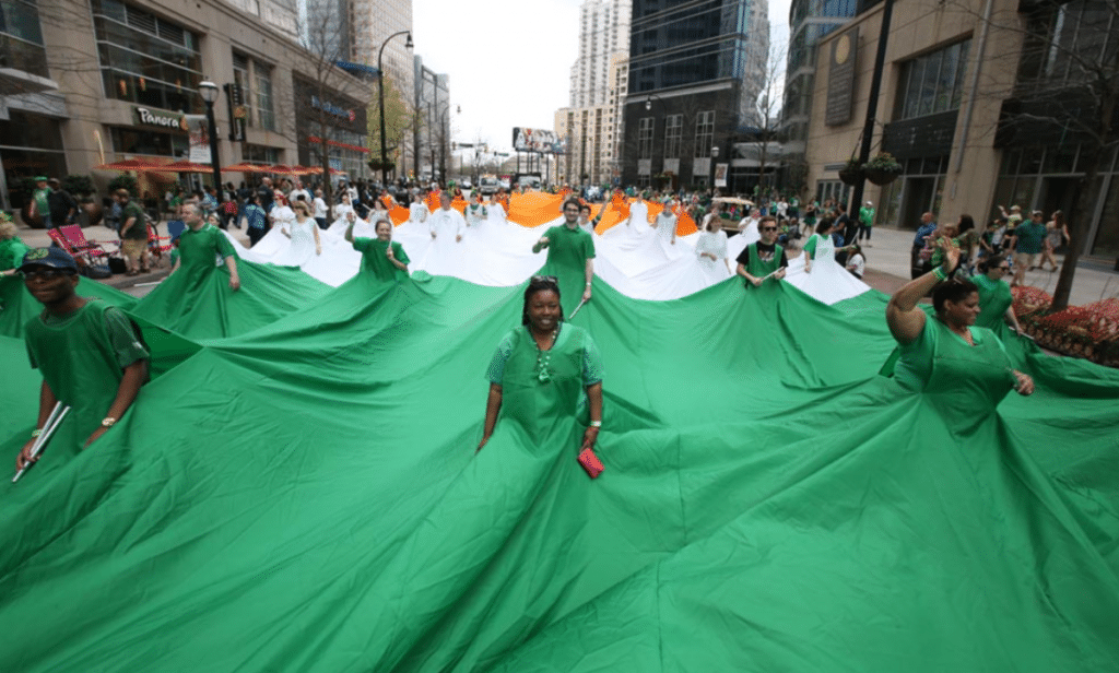 The largest walking Irish flag at Atlanta's St. Patrick's Day Parade