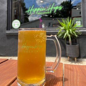 Beer on the patio at Hippin' Hops Brewery