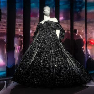 Gown on display at the Christian Sirano exhibit at Atlanta's SCAD FASH Museum