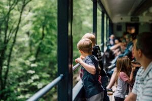 Guests at Blue Ridge Railway appreciating the nature