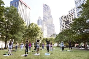 Free yoga classes at Woodruff Park in Atlanta