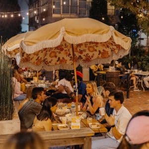 Muchacho's beloved patio for their casual Mexican fair in Atlanta