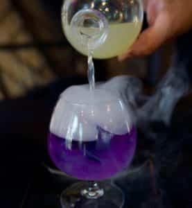Cocktail from the Hocus Pocus Halloween pop-up in Atlanta
