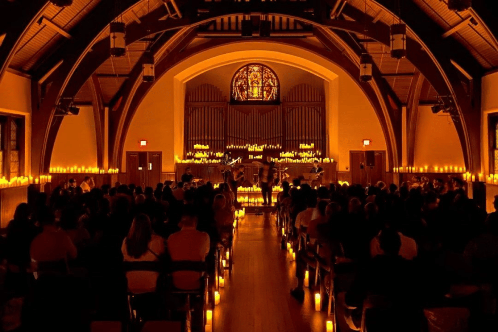 Candlelight R&B concert in a converted church in Atlanta