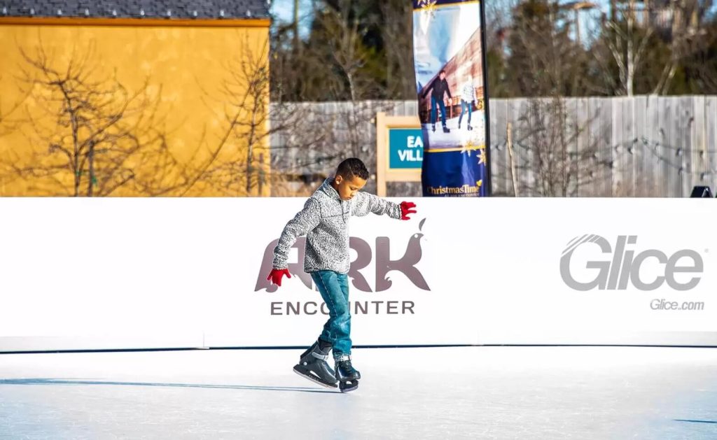 Ice-skating rink at Atlanta's historic Pullman Yards