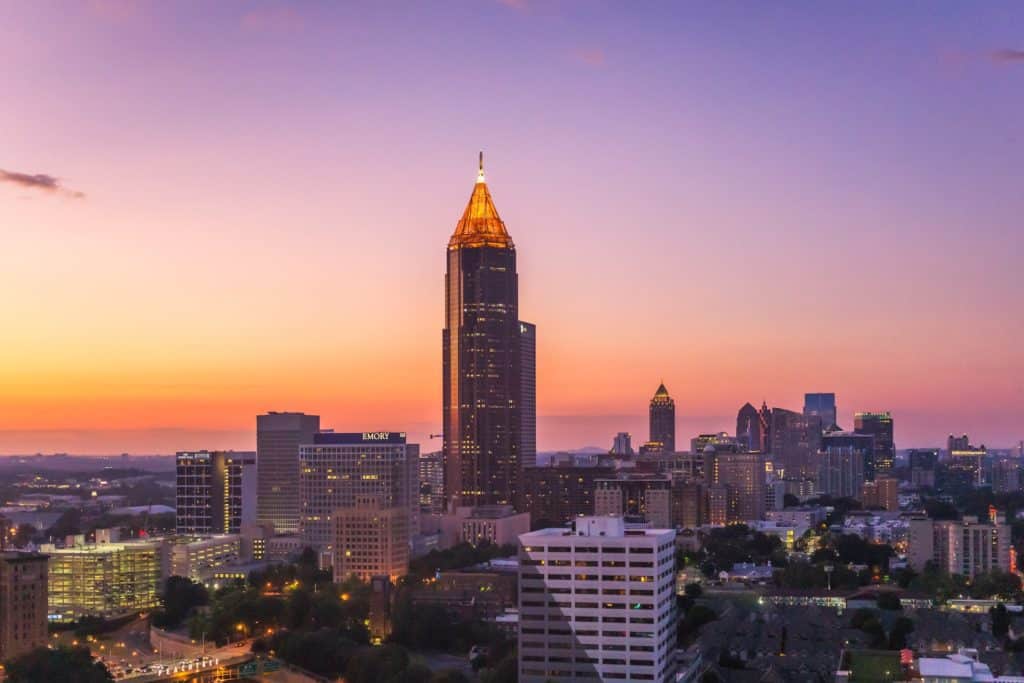 Skyline of Atlanta during sunset