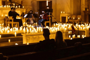 Couple enjoying the magical Candlelight concerts in Atlanta