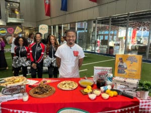 Matthew of Phew Pizza at pizza stand on Good Morning America