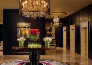 Lobby with flowers at Atlanta's five-star hotel, The Ritz-Carlton