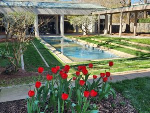 Fountain and gardens at Inman Park's Jimmy Carter Presidential Library in Atlanta
