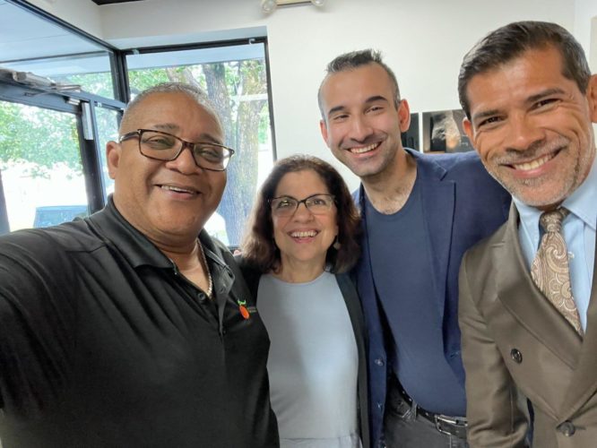 An image of four Latino filmmakers together 